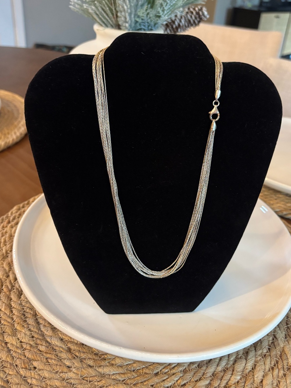 Vintage Italian Sterling Silver Liquid Silver Multi Strand Necklace 18” 925 21g